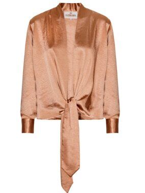 Karmamia Ginger Satin Wrap Jacket Tie Front Blouse Top NWT Size S/M